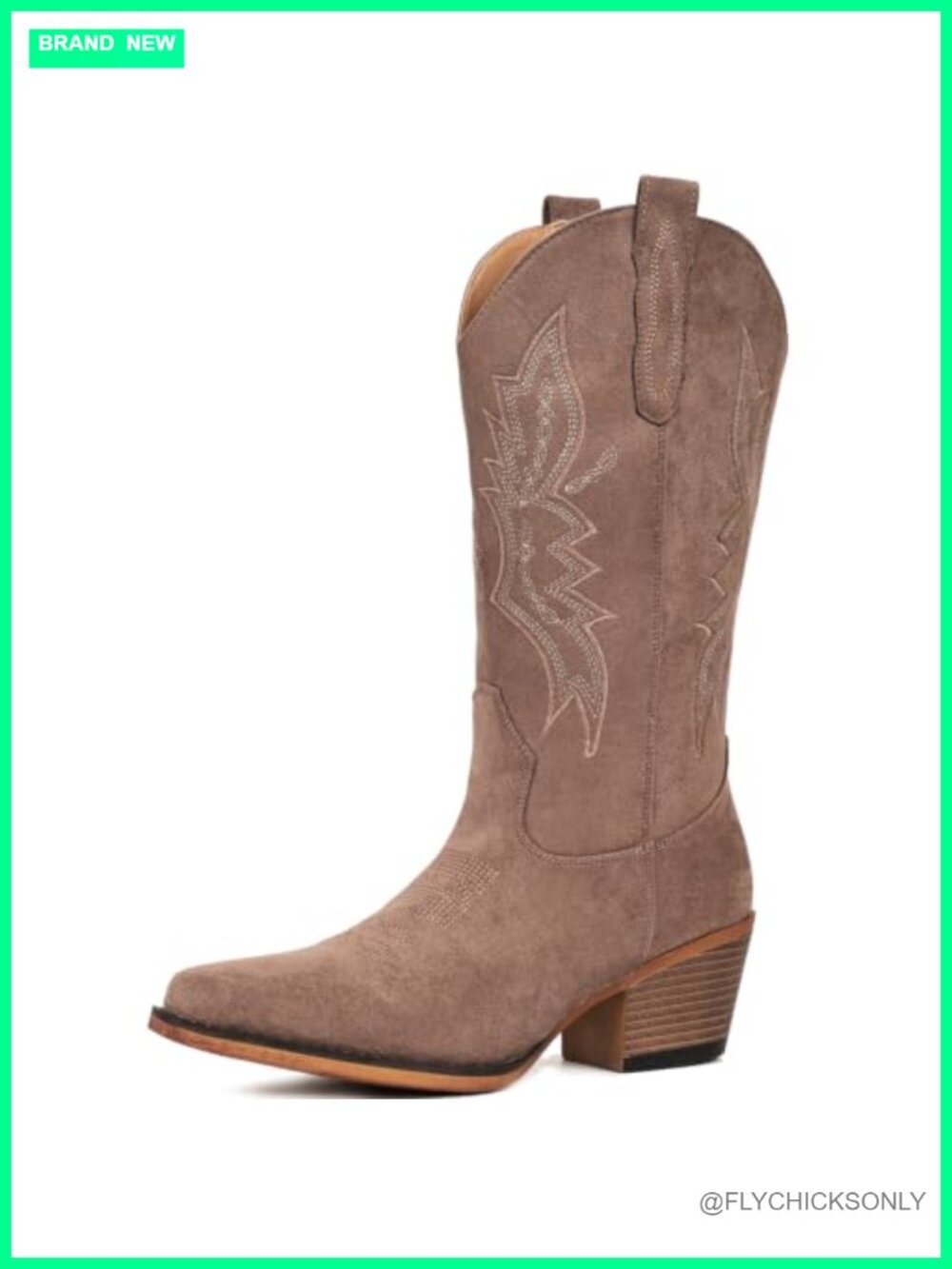 Suede Cowboy Boots Women Mid Calf Western Cowgirl Boots